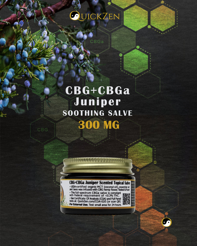 
                  
                    QuickZen Combo CBG and CBGa Topical Salve, Scented and Unscented, 300+mg per Ounce (30 mL)
                  
                
