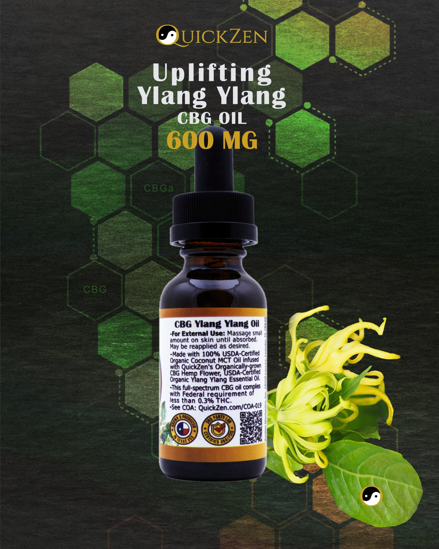 
                  
                    QuickZen CBG Topical Oil, with Organic Coconut MCT, Scented, 600 mg per Ounce (30mL)
                  
                