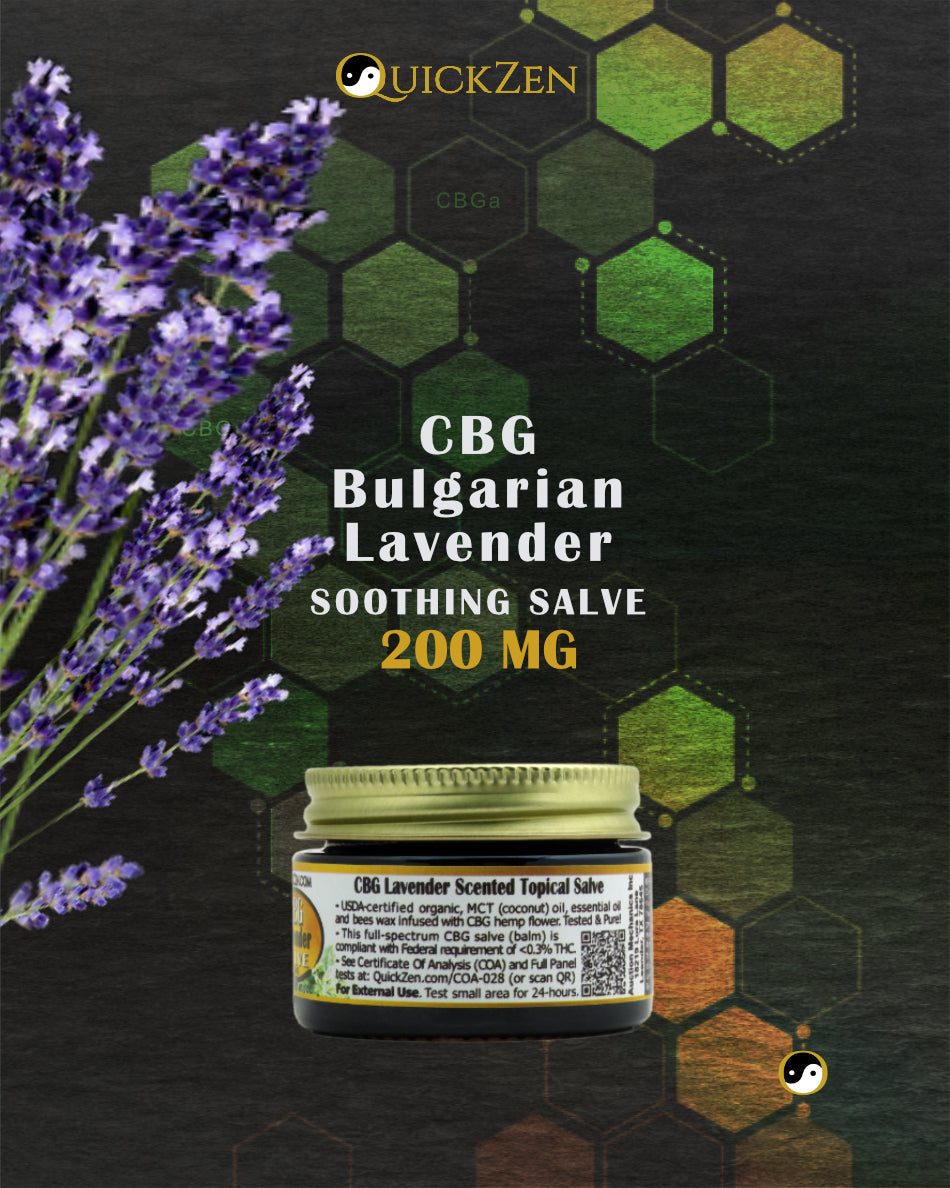 
                  
                    QuickZen CBG Topical Salve, Scented and Unscented, 200+mg per Ounce (30 mL)
                  
                