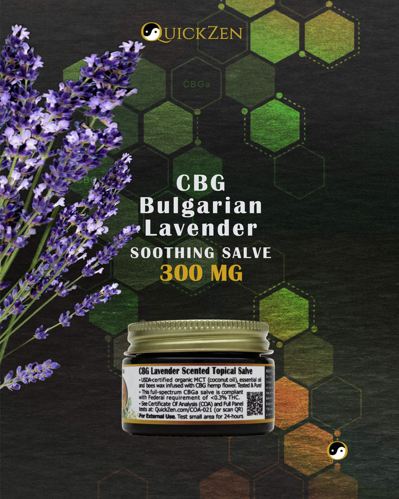 
                  
                    QuickZen CBG Topical Salve, Scented and Unscented, 300+mg per Ounce (30 mL)
                  
                