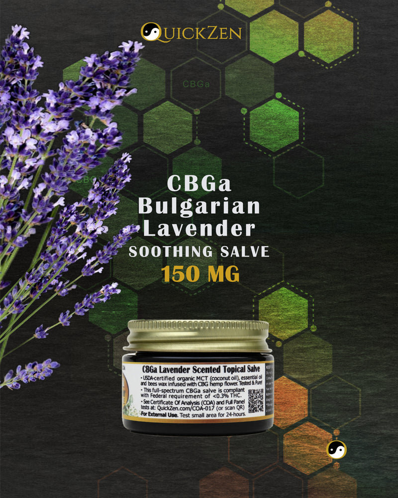 
                  
                    QuickZen CBGa Topical Salve, Scented and Unscented, 150+mg per Ounce (30 mL)
                  
                
