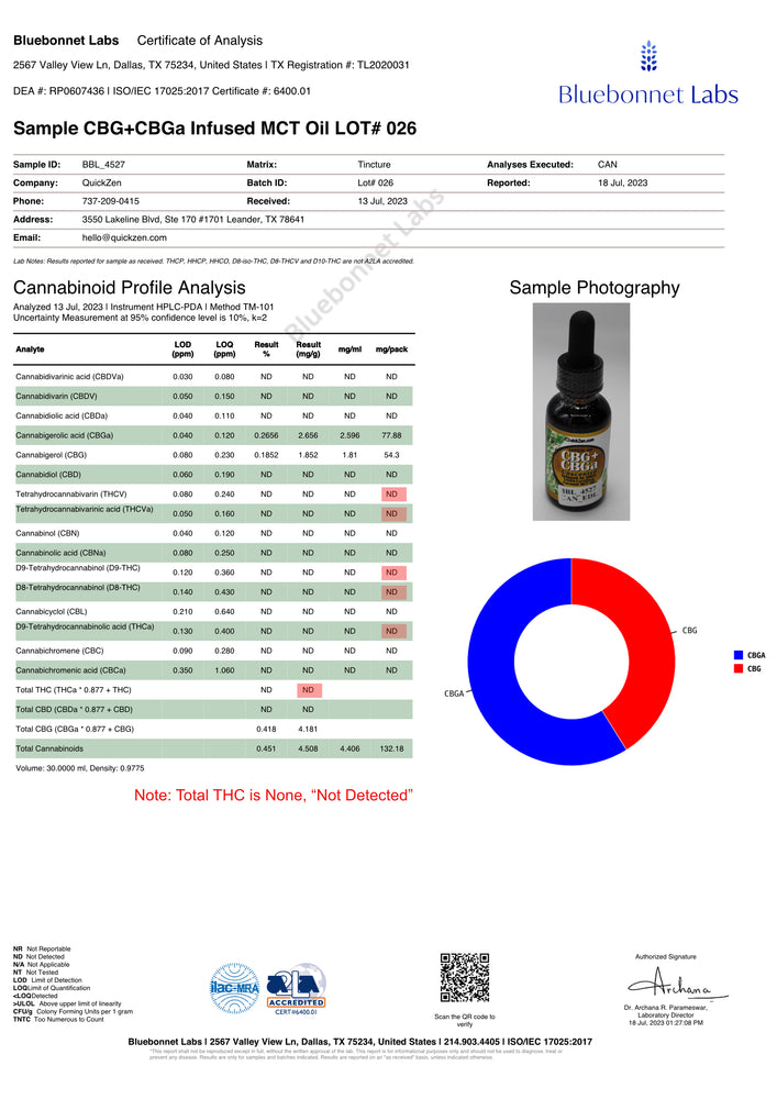 
                  
                    QuickZen Combo CBG and CBGa Topical Oil, with Organic Coconut MCT, Scented and Unscented, 100mg per Ounce (30mL)
                  
                
